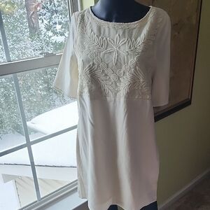 Elegant Cream Embroidered Dress